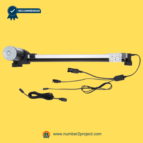 Power Recliner Linear Actuator Motor with Extension Cables – Full View Kaidi KDPT007-57 MOT-AC-62 linear actuator motor for power recliner lift chair with extension cable and connectors motion furniture actuator close up Number2project