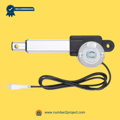 round gearbox linear actuator motor with extension tube and power cable for adjustable bed base or power recliner actuator close up Number2project