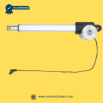 round gearbox linear actuator motor with extension tube and connector cable for adjustable bed base or power recliner actuator close up Number2project