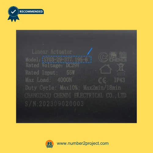 CHENDI ST03-29-377.195-6 linear actuator model label close up recliner lift chair motor identification Number2project