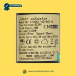 cn doer dl-dt3001-40-007-b linear actuator label close up showing voltage load stroke speed recliner lift chair actuator specs number2project