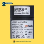 CNDOER DL-DT1005-085-08 linear actuator motor label showing specifications 800N load 333mm stroke 36mm per second speed DC 29V close up recliner actuator details Number2project