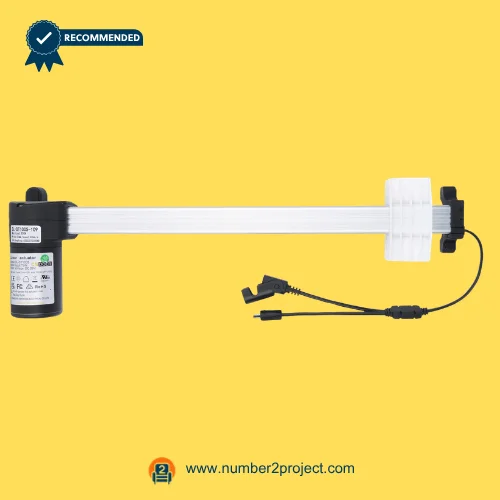 CNDOER DL-DT1005-109 linear actuator motor for power recliner lift chair with aluminum extension tube and dual cable connectors close up motion furniture actuator Number2project