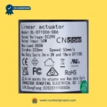 CNDOER DL-DT1006-086 linear actuator motor label showing specifications 800N load 333mm stroke 55mm per second speed DC 29V close up recliner actuator details Number2project