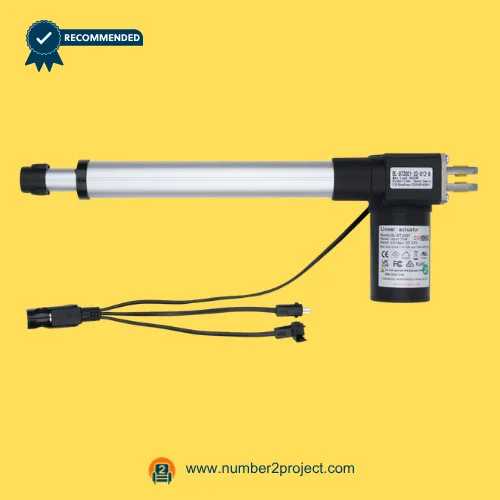 CNDOER DL-DT2001-32-012-B linear actuator motor for power recliner lift chair with aluminum extension tube and dual cable connectors close up motion furniture actuator Number2project