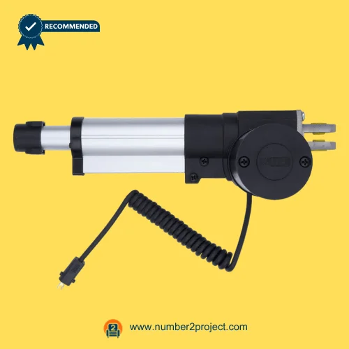 CNDOER DL-DT2001-32-026-B linear actuator motor rear housing with circular gearbox cover and coiled cable connector close up recliner lift chair component Number2project