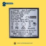 CNDOER DL-DT2020-A TG-1216 linear actuator motor label showing specifications 6000N load 165mm stroke 6mm per second speed DC 29V close up recliner actuator details Number2project