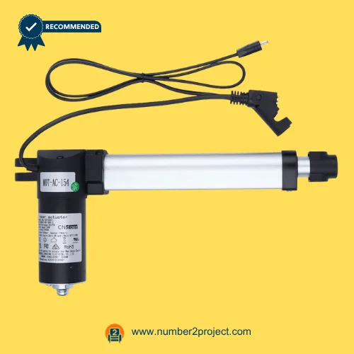 CNDOER DL-DT3001-40-048-C MOT-AC-154 linear actuator motor for power recliner lift chair with aluminum extension tube and cable connector close up motion furniture actuator Number2project
