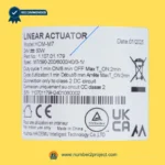 HDM-M7 linear actuator label showing 24V specifications part number 1107.01.179 duty cycle and serial details recliner motor sticker Number2project