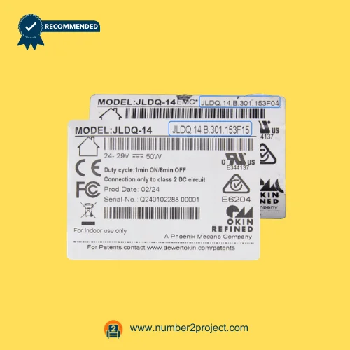 JLDQ.14.B.301.153F04 replacement linear actuator label close up showing 24-29V 50W specification OKIN Refined Number2project