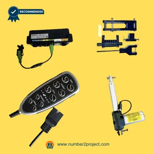 La-Z-Boy recliner replacement parts including actuator motor, toggle clevis repair kit, hand control remote and control box for power recliner repair – Sold by Number2project – Sofa & Recliner Repair Experts.