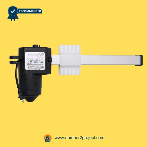 Limoss 450427 Linear Actuator MD140-02-L1-157-204 for Power Recliner Lift Chair – Front View Limoss 450427 MD140-02-L1-157-204 linear actuator motor with aluminum extension rail and power cable for electric recliner and lift chair motion furniture replacement actuator Number2project