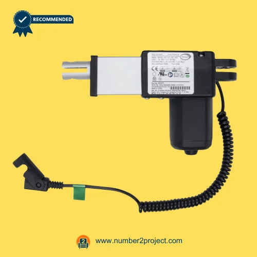 Limoss 452075 Linear Actuator MD125-65-L3-190-065 for ReclinerLift Chair – Front View Limoss 452075 MD125-65-L3-190-065 linear actuator for power recliner lift chair motor with aluminum extension tube and coiled connector cable Number2project