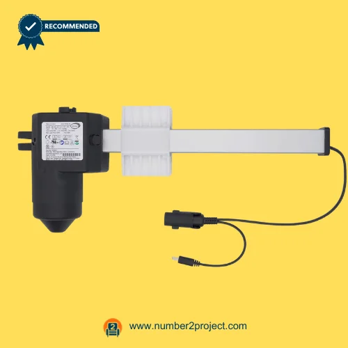 Limoss 452601 Linear Actuator MD140-02-L1-157-204 for Power Recliner Lift Chair – Front View Limoss 452601 MD140-02-L1-157-204 linear actuator motor with aluminum extension rail and connector cable for electric recliner and lift chair motion furniture replacement actuator Number2projectx