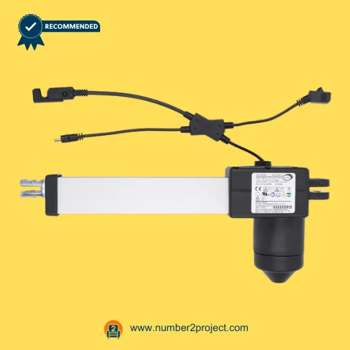 Limoss 452967 Linear Actuator MD121-01-L2-371-157 for Power Recliner Lift Chair – Front View Limoss 452967 MD121-01-L2-371-157 linear actuator motor with dual cable connectors for power recliner and lift chair motion furniture actuator replacement Number2project