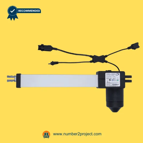 Limoss 453013 Linear Actuator MD121-01-L2-438-090 for ReclinerLift Chair – Front View Limoss 453013 MD121-01-L2-438-090 linear actuator for power recliner lift chair motor with aluminum extension tube and multi connector wiring harness Number2project