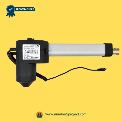 Limoss 453015 Linear Actuator MD120-03-L3-384-206 for ReclinerLift Chair – Front View Limoss 453015 MD120-03-L3-384-206 linear actuator for power recliner lift chair motor with aluminum extension tube and coiled cable Number2project