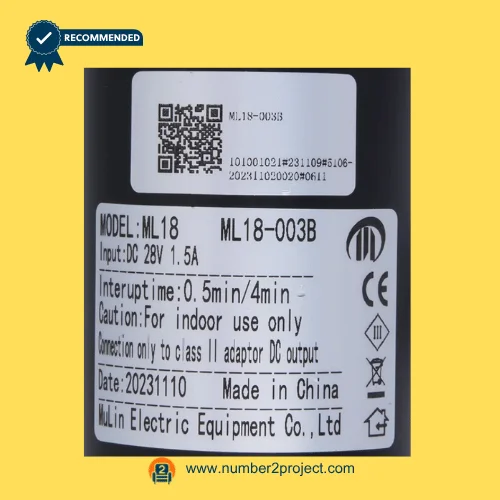 MULIN ML18-003B linear actuator label close up showing DC28V 1.5A input recliner lift chair motor specifications Number2project