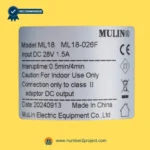 MULIN ML18-026F linear actuator label showing 28V DC input 1.5A rating and duty cycle details recliner lift chair motor close up Number2project