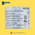 MULIN ML28-018C linear actuator label close up showing DC29V 2A input recliner lift chair motor specifications Number2project