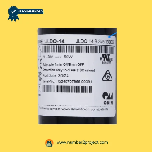 OKIN JLDQ.14.B.375.130K02 linear actuator specification label 24-29V 50W adjustable bed actuator identification sticker Number2project