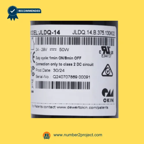 OKIN JLDQ.14.B.375.130K02 linear actuator specification label 24-29V 50W adjustable bed actuator identification sticker Number2project