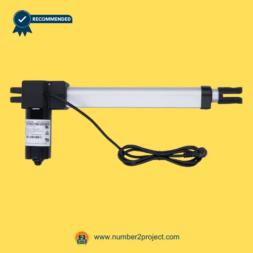 OKIN JLDQ.14.B.375.130K02 Linear Actuator for Adjustable Bed Base – Front View OKIN JLDQ.14.B.375.130K02 linear actuator for adjustable bed base motor with aluminum extension tube and round connector cable bed frame actuator Number2project