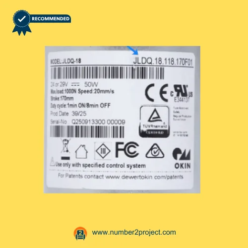 OKIN JLDQ.18.118.170F01 linear actuator specification label 24-29V 50W recliner lift chair actuator identification sticker Number2project