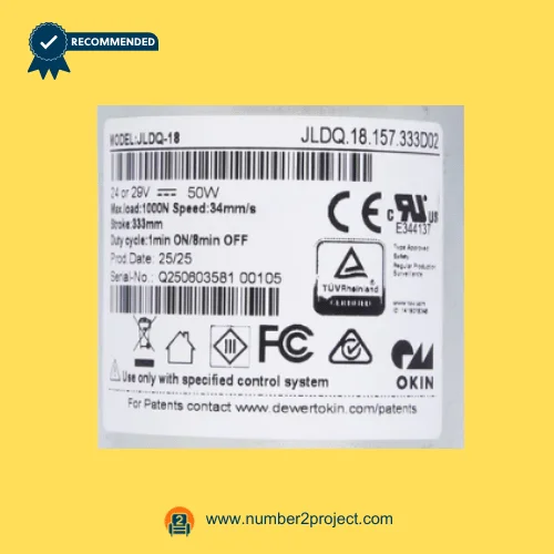OKIN JLDQ.18.157.333D02 linear actuator specification label 24-29V 50W motor recliner lift chair actuator identification sticker Number2project
