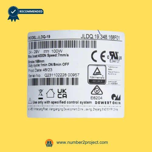 OKIN JLDQ.19.348.168F01 linear actuator specification label 24-29V 100W recliner lift chair actuator identification sticker Number2project