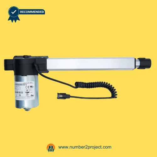OKIN JLDQ.19.348.168F01 Linear Actuator for ReclinerLift Chair – Front View OKIN JLDQ.19.348.168F01 linear actuator for power recliner lift chair motor with aluminum extension tube and coiled cable connector motion furniture actuator Number2project