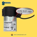 OKIN JLDQ.19.371.183Z01 linear actuator model label close up with highlighted model number on motor housing Number2project