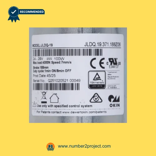 OKIN JLDQ.19.371.188Z06 linear actuator specification label 24-29V 100W recliner lift chair actuator identification sticker Number2project