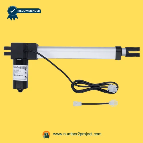 OKIN Linear Actuator Replacement for JLDQ.14.B.375.130F03 & JLDQ.14.B.375.130F04 – Front View OKIN linear actuator replacement for JLDQ.14.B.375.130F03 and JLDQ.14.B.375.130F04 adjustable bed base motor with cable connectors motion furniture actuator Number2project