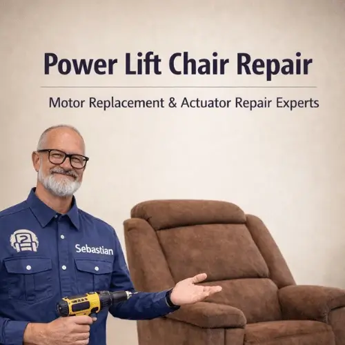 power lift chair repair technician Sebastian with electric lift chair and cordless drill mobile lift chair repair service