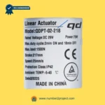 QDPT-02-218 linear actuator label specifications DC29V 75W 1500N 217mm stroke 25mm/s recliner lift chair motor close up Number2project