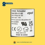 QDSJ-01-002 linear actuator label showing 203mm stroke 6000N load 29V DC specifications recliner motor sticker close up Number2project