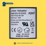 QDSJ-01-010-03 linear actuator label showing 180mm stroke 4000N load 29V DC specifications recliner motor sticker close up Number2project