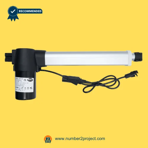 RMT R811A12383200 Linear Actuator for ReclinerLift Chair – Full Assembly View RMT R811A12383200 linear actuator motor for power recliner and lift chair with aluminum extension tube motor housing and connector cable motion furniture actuator Number2project