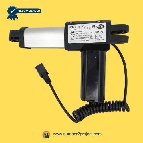 RMT R811T01187048 Linear Actuator for ReclinerLift Chair – Motor Assembly Side View RMT R811T01187048 linear actuator motor for power recliner and lift chair with coiled cable connector motion furniture actuator replacement Number2project