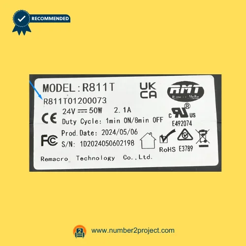 rmt r811t01200073 linear actuator label close up model r811t 24v 50w actuator specification sticker remacro technology recliner motor part number2project