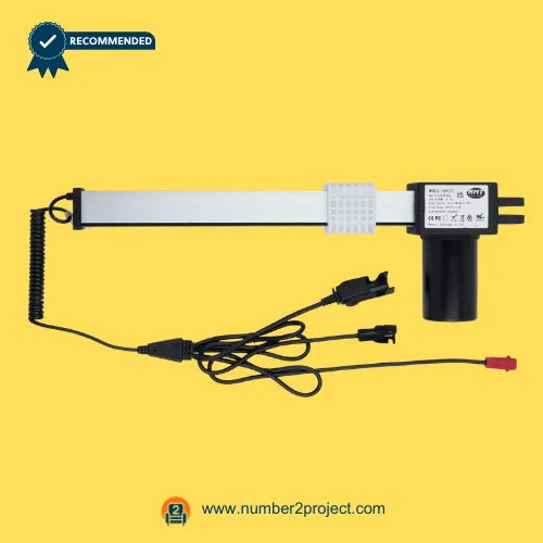 RMT R812112132245 Linear Actuator for ReclinerLift Chair – Full Assembly Side View RMT R812112132245 linear actuator motor for power recliner and lift chair with coiled cable and multi connector wiring harness motion furniture actuator replacement Number2project