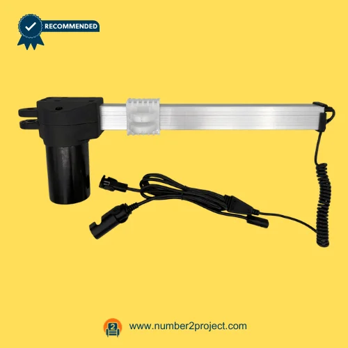 RMT R812122132226 Linear Actuator for ReclinerLift Chair – Full Assembly View RMT R812122132226 linear actuator motor for power recliner and lift chair with aluminum extension tube motor housing and connector cable motion furniture actuator Number2project