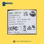 RMT R8123A2045333 linear actuator label close-up showing Remacro Motor R8123 specifications 24V 50W recliner lift chair actuator Number2project