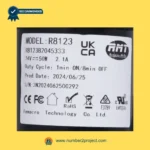 RMT R8123B2045333 linear actuator specification label model R8123 24V 50W Remacro Technology recliner lift chair actuator identification plate close up Number2projectClose-up view of the RMT R8123B2045333 linear actuator specification label showing model number, voltage rating, and electrical details used in power recliners and lift chairs – Sold by Number2project – Sofa & Recliner Repair Experts