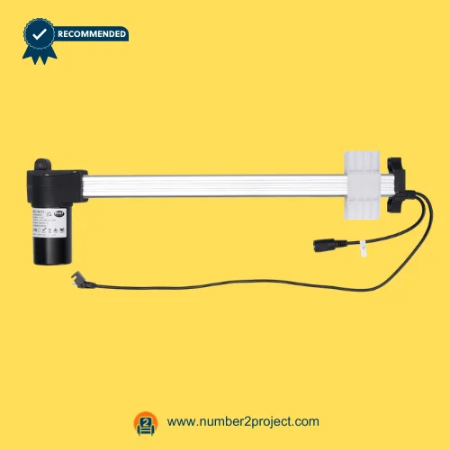RMT R8123K2S40333 Linear Actuator for ReclinerLift Chair – Full Assembly View RMT R8123K2S40333 linear actuator motor for power recliner and lift chair with aluminum extension tube motor housing and connector cable motion furniture actuator Number2project