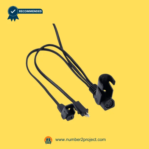 recliner actuator cable harness with clip round socket 2 pin plug and power connector wiring for lift chair motor close up Number2project