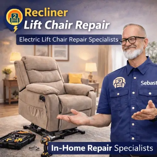 recliner lift chair repair technician Sebastian with electric lift recliner chair in home repair service