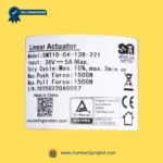 SMT SMT10-04-138-221 actuator label showing 24V 5A specifications 1500N force duty cycle recliner motor sticker close up Number2project