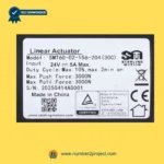 SMT SMT60-02-156-204 30C actuator label showing 24V 5A specifications 3000N force duty cycle recliner motor sticker close up Number2project